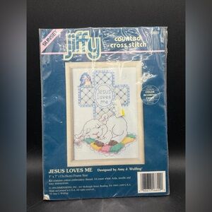1994 Dimensions Sunset Jiffy Amy J. Wulfing Cross Stitch Kit Jesus Loves Me